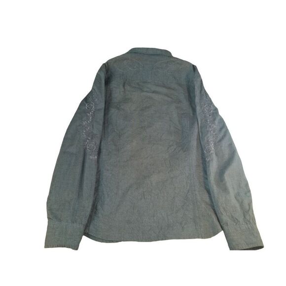 Armani Exchange Button Up Shirt Men Sz L Blue Embroidered Monochromatic Designer - Picture 6 of 6